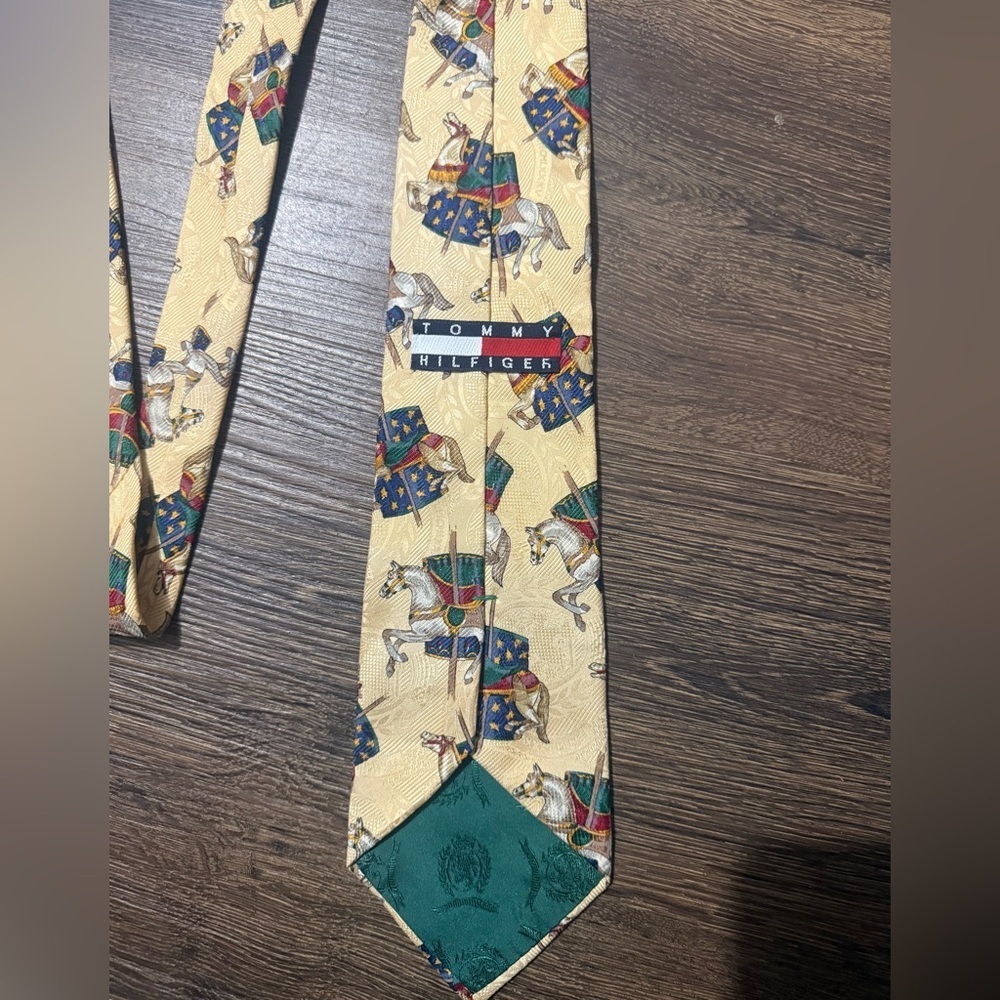Vintage Tommy Hilfiger Silk Carousel Horse Tie Wide 90s Preppy Made In USA